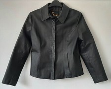 *worn Once* Paragon/ Freemans/ Uk14/ Black Hidden Button Leather Jacket/ Vvgc