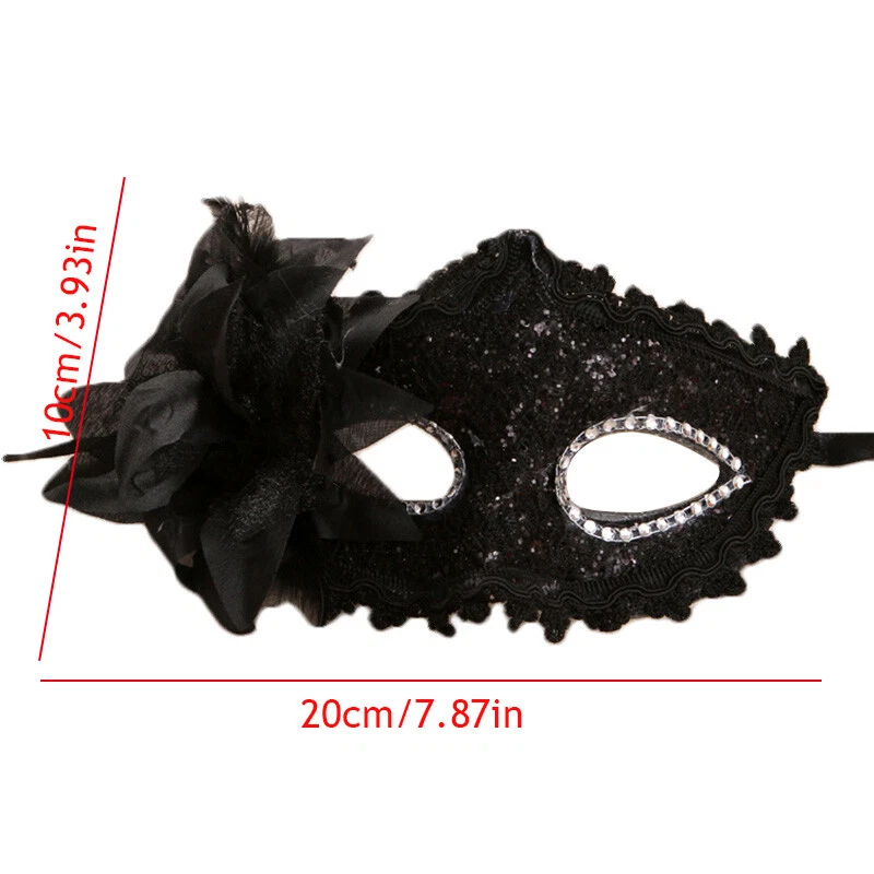 Glitter Masquerade Feather Venetian Mask Fancy Dress Party Theme Ball Eye Mask* - Image 3 of 4
