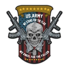 Skull USA American Soldier with Weapon and USA Flag Bumper Sticker Decal 5"