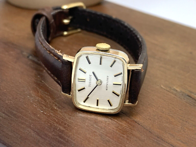 Tissot Womens Watch Vintage Swiss Mechanical Gold Silver Dial Brown Leather Band Tissot Womens Watch Vintage Swiss Mechanical Gold Silver  main image 2