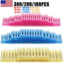 100/300pcs Heat Shrink Butt Wire Splice Connectors Seal Crimp Terminals 22-10AWG