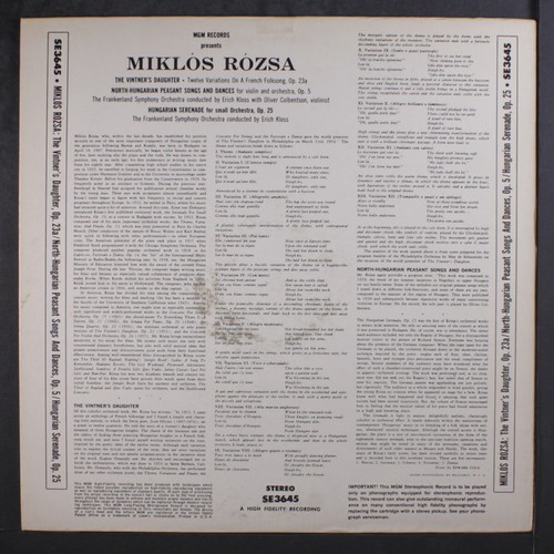 Erich Kloss : Miklos Rozsa : The Vintner's Daughter/North-Hungarian Campesino - 第 2/2 張圖片
