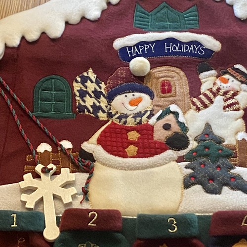 Felt Christmas Advent Calendar Countdown Snowman Pockets Hanging Snowflake Hg11 - Picture 9 of 17