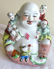 New ListingVintage Chinese Porcelain Laughing Buddha with 5 Children – 6" Tall x 5" across