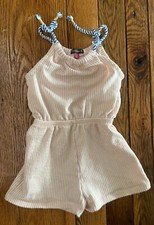 Vince Camuto Girls Romper S Peach Stripe Sleeveless Rope Strap Summer Nautical