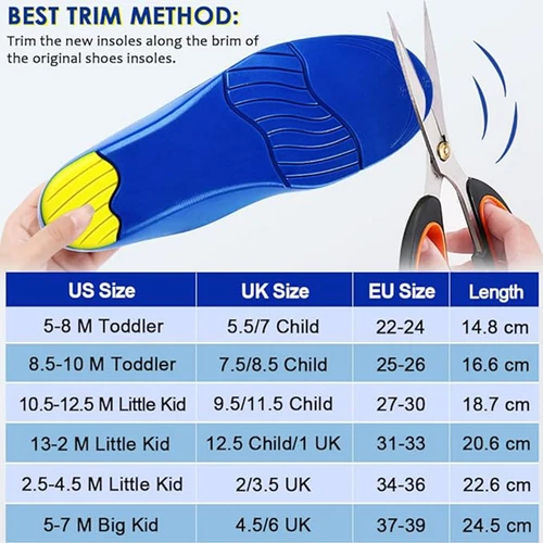 Kids Children Orthopedic Insoles Shoes Flat Feet Arch Support Anti-Slip Sport - Picture 2 of 12