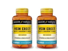VEIN ERECT L-ARGININE MACA SEXUAL ENERGY2 X 80 = 160 CAPSULES MASON NATURAL