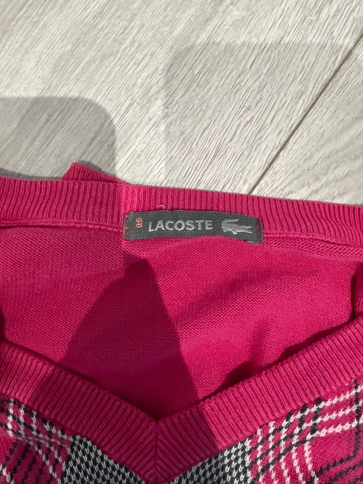 Lacoste Mens VNeck Sweater Size 3 Pink 100 Cotton eBay