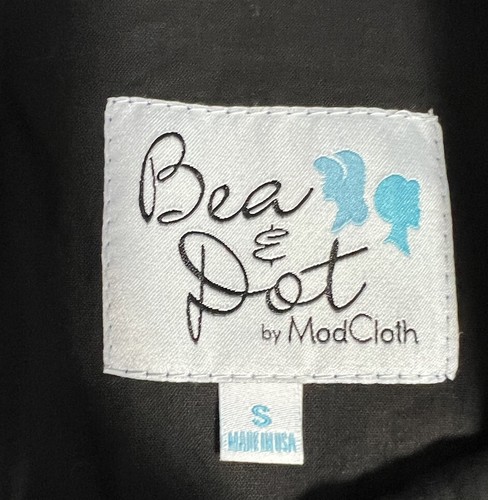 Bea Dot ModCloth Dress Women's Small Black Crayon Print Short Sleeve Cotton USA - Picture 2 of 16