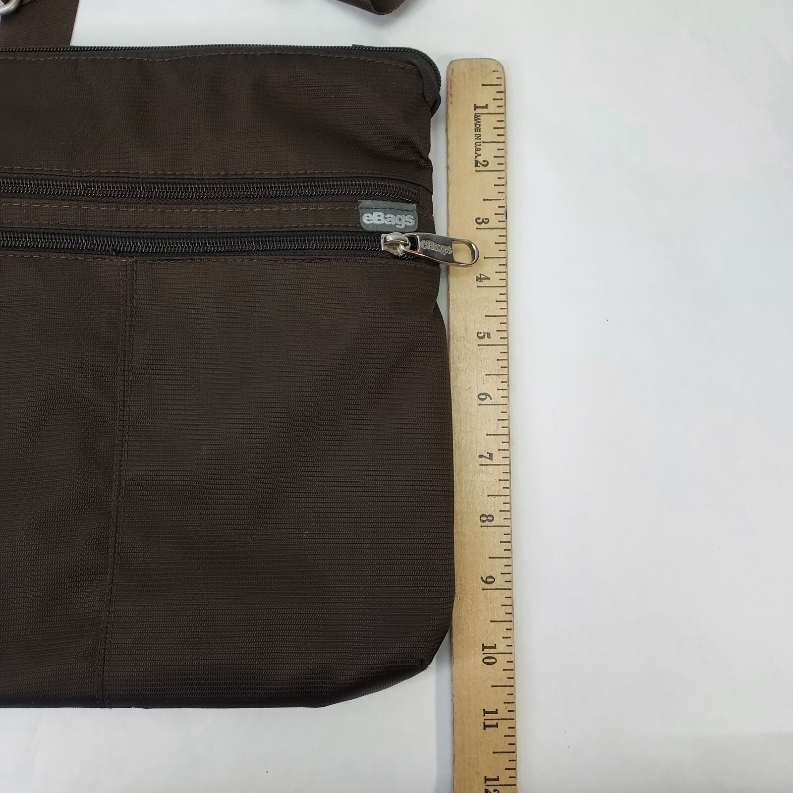eBags Villa Crossbody Travel Bag w RFID Security 4 Zip Pockets Brown 10"x 10"