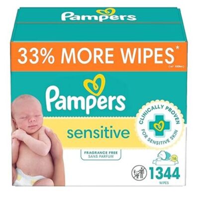 Pampers Sensitive Baby Wipes, Water Based, Hypoallergenic and Unscented 