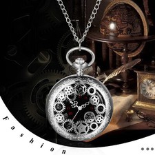 Men Arabic Numerals Dial Vivid Embossed Gears Decor Case Quartz FOB Pocket Watch