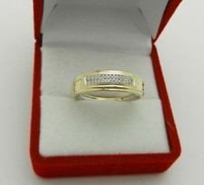 Solid 14k Yellow Gold 2-Row Natural Melle Diamonds Ring Wedding Band 3gr size 10