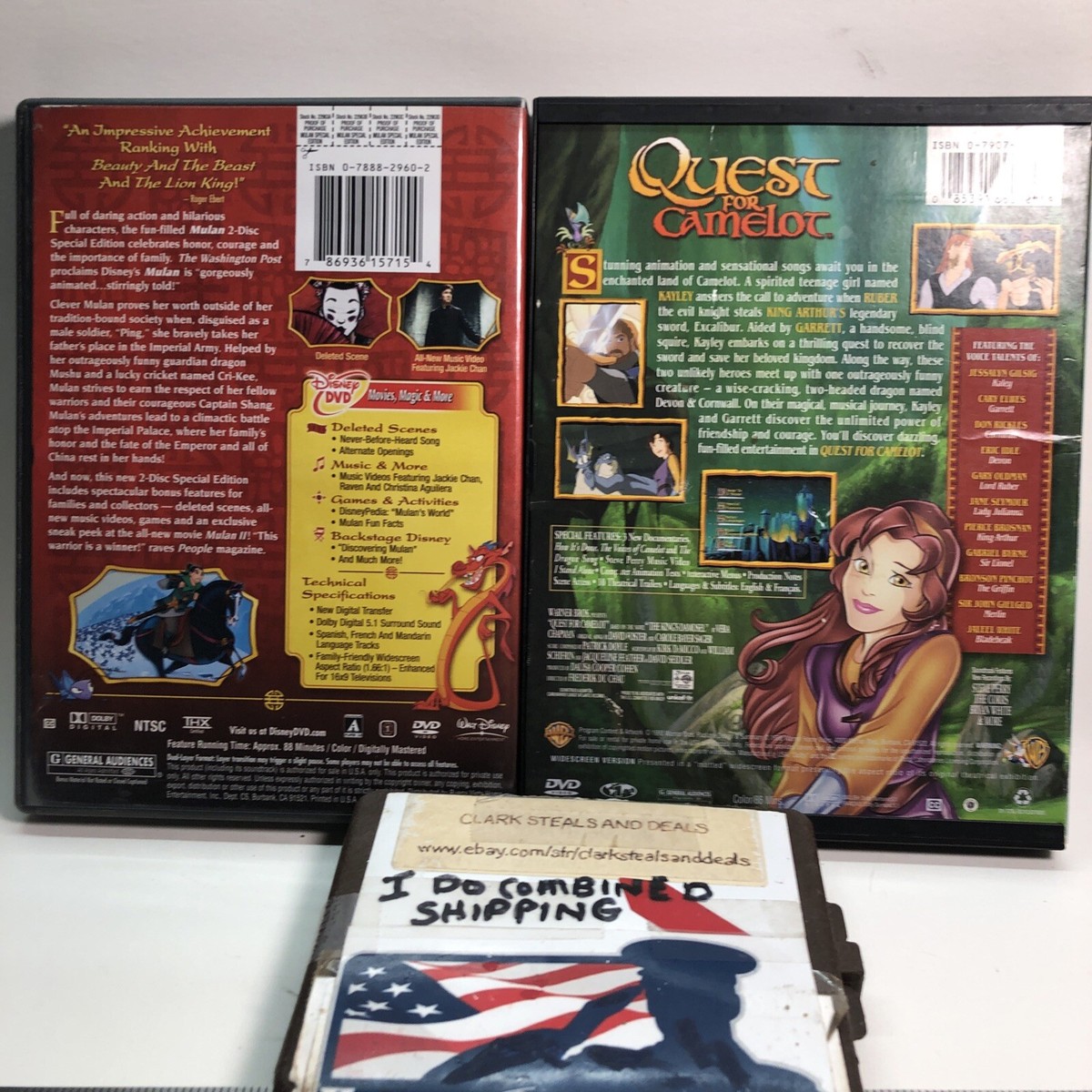DVD Movies, Walt Disney's, Mulan & Quest For Camelot , Lot C , 2