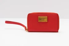 $148 Marc Jacobs Leather zip around wallet wristlet...trendy red