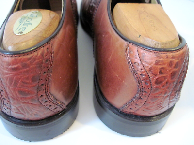 Stuart & Laud Brown Leather Croc Print Oxford Dress Shoes 