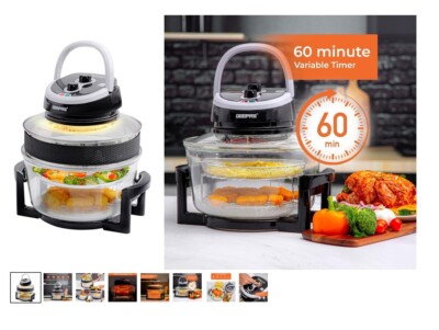 Geepas Turbo 12L Halogen Konvektionsofen Herd Luftfritteuse Schnell Gesundheit Kochen 