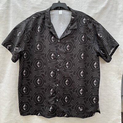 Crypto Circuit Novelty Camp Shirt Adult 3XL Black Gray Casual Short Sleeve Mens