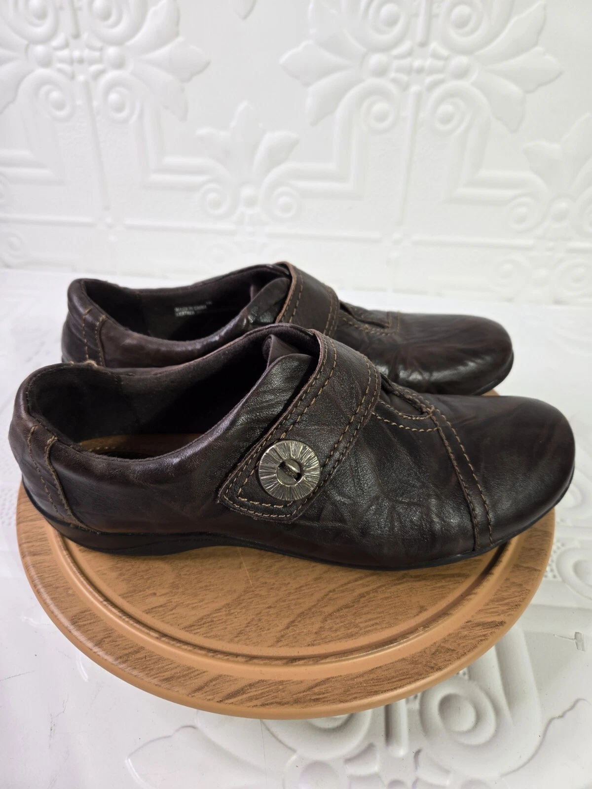 Mocassini scarpe Clarks Artisan Kessa Betty da donna in pelle marrone taglia 9W