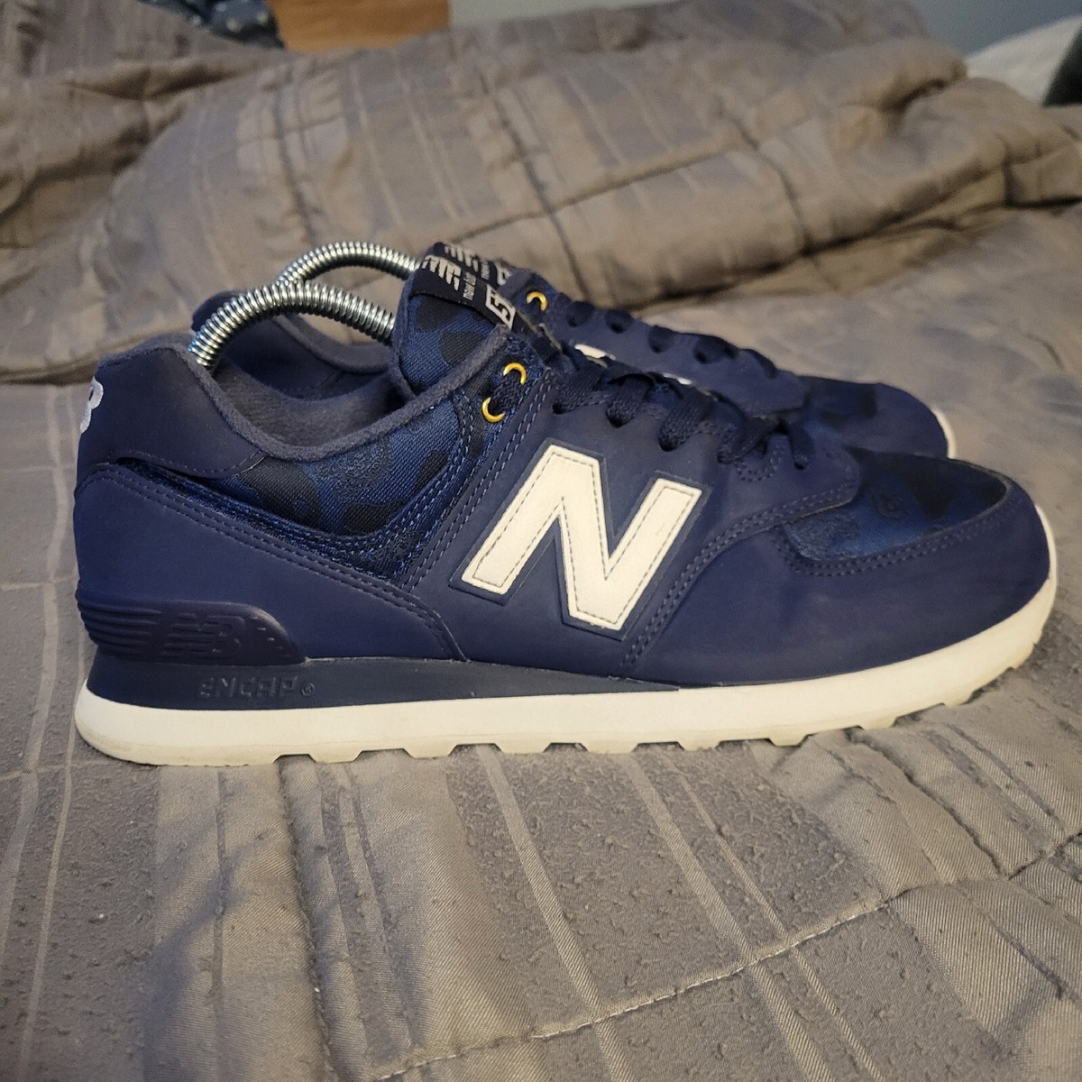 New Balance 574 Men's Sneaker Size Blue Suede Camo Print