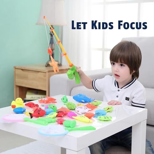 Juego Magnético Pesca Piscina Juguetes para Niños - Mesa de Agua 30 Peces 2 Jugadores - Imagen 6 de 7