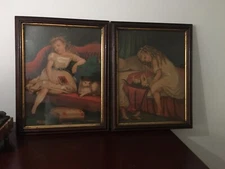 Antique Rare Chromolithograph “So Tired” 1872 NY &”Good Night Frolic” Framed Art