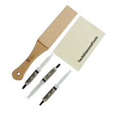Knife Sharpening Kit of Leather Strop Three 50 Diamond Pastes Wool Cloth