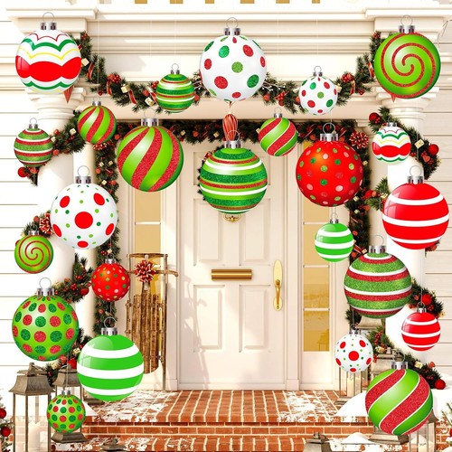 24 Pcs Christmas Outdoor Decorations Hanging Ornaments Multicolor