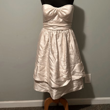 Jenny Yoo Collection Women's Champagne Twist Front Strapless Silk Mini Dress