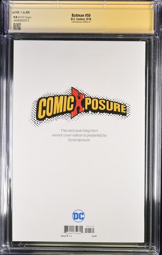 Batman #50 CGC 9.8 SS JSA ComicXposure A Greg Horn Cover Signed Virgin Variant - Bild 2 von 2