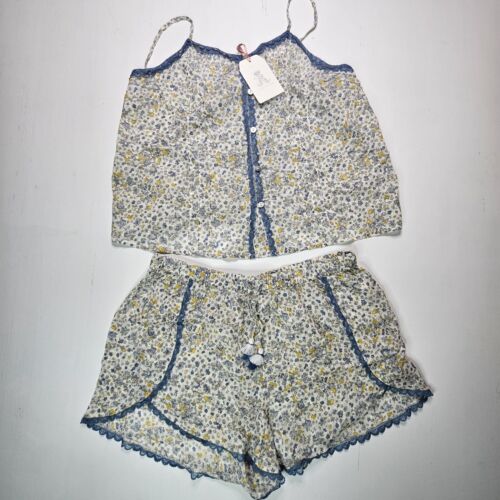 Rachel Ashwell Pajama Set Of 2 Womens Shabby Chic Lace Floral Button Up Size L