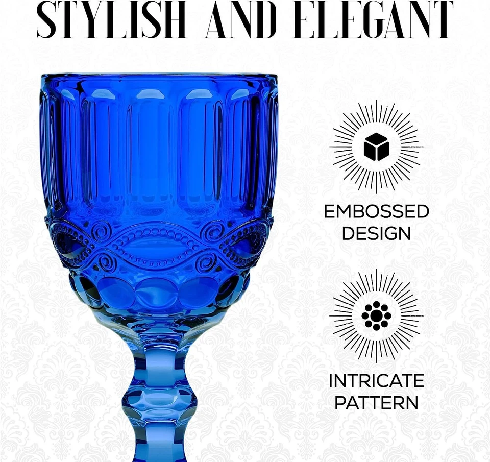 Elle Decor Set of 6 Wine Glasses Blue Colored Glassware Set 8.4 oz - Image 4 of 4