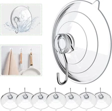 Suction Cup Hooks, 2.5 Inches Clear Suction Cups with Metal Hooks Large Suction