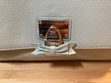 MY FLAT IN LONDON Shoulder Handbag Mint Green Leather Bow Silver Tone Free Shipp