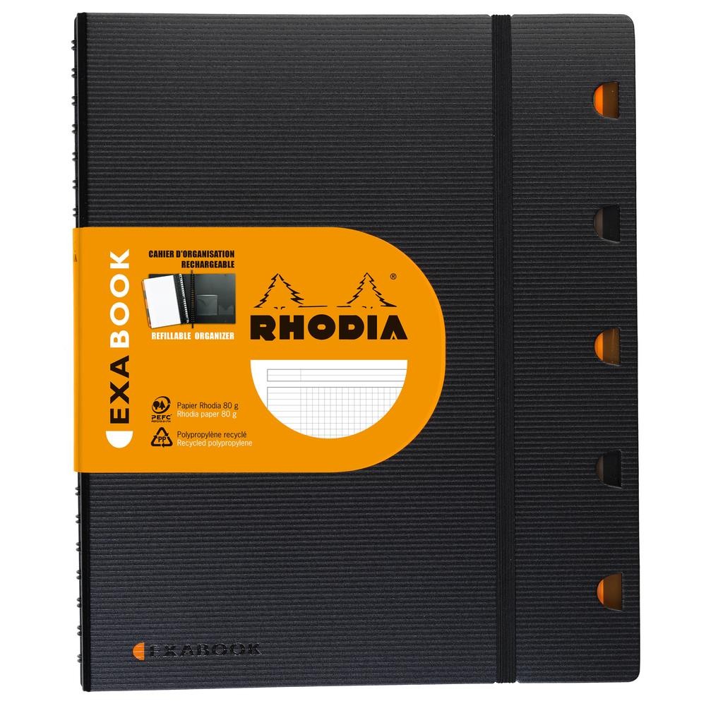 Cahier Rhodia Exabook A4 quadrillé noir avec couverture rigide premium en polyfoam