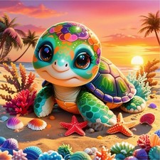Sea Turtle Diamond Art Kits for Adults,DIY 5D Cute Turtle Diamond Painting Kits