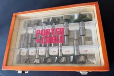 Porter Cable Forstner 12 Bit Set No Spin Shank 3/8" to 2" w/ Wooden Storage Box