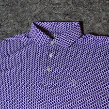 Rhoback Men’s Performance Polo Louisiana State Print Size Large Short Sleeve