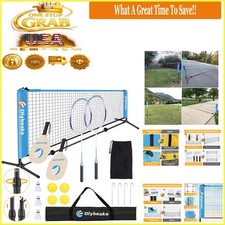 All-in-One Portable Badminton Pickleball Net Set with Adjustable Poles 10ft