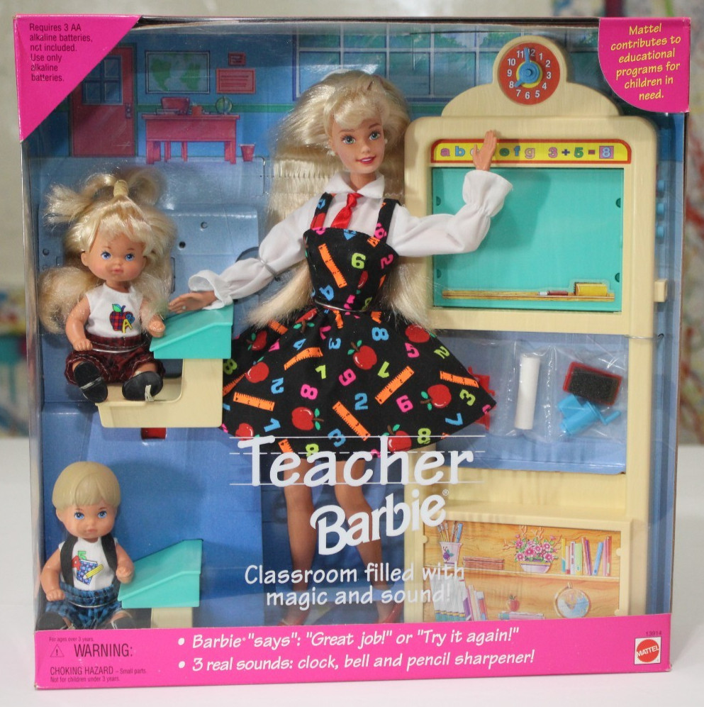 VTG 1995 Mattel Teacher Barbie Doll #13914 w/2 Students & More *NEW Sealed