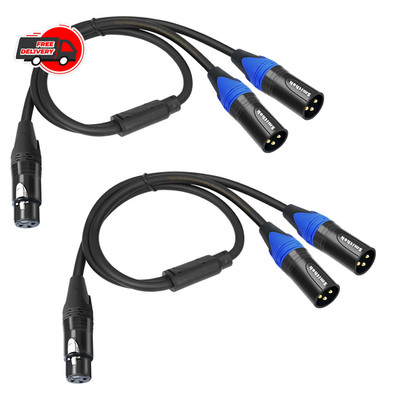 2Pack XLR Y Splitter Cable,Female to Dual Male Y Cable (XLR Splitter 1 Female to