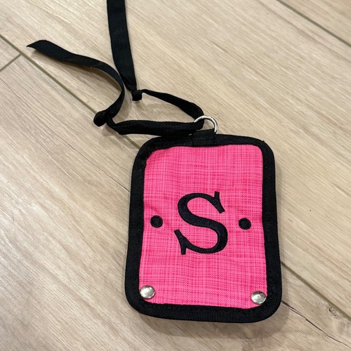 Thirty One Monogram S Luggage Tag Travel Bag ID Holder Pink Black