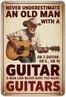 Guitar Old Man Tin Metal Signs Home Décor Vintage Guitar Collection Print Aesthe