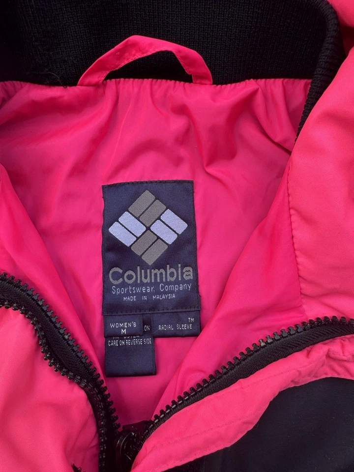 Chaqueta vintage Columbia Bugaboo cremallera completa negra/rosa/amarilla Foto 3 de 4