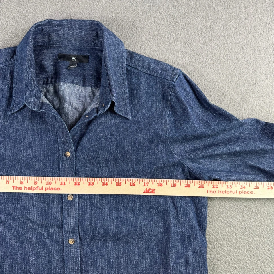 Banana Republic Denim Shirt Women M Hemp BR Chambray Button Cotton Blend Western - Image 4 of 4