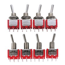mxuteuk 8pcs 6 Pin 2 Position DPDT Mini Miniature Toggle Switch 6Pin ON/ON