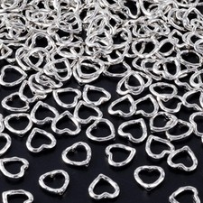 Joez Wonderful 50pcs Metal Heart Bead Frame, Hollow Beads, Silver