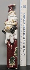 10.5" Tall Ceramic Pottery Christmas Santa Figure Sculpture Handmade 