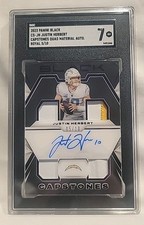 2023 Panini Black JUSTIN HERBERT Capstones Quad Material Auto Royal 5/10