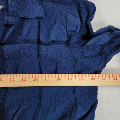 Liv Habitat Shirt Womens Medium Blue Crinkle Windowpane Button Up Long Sleeve - Picture 4 of 11